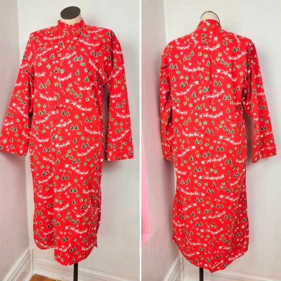 Vintage Other - Vintage 80s Red Christmas Theme Night Shirt / Nightgown